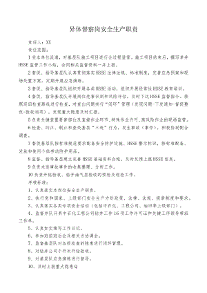 异体督察岗安全生产职责.docx
