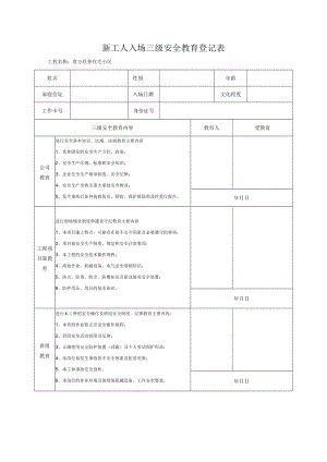 新工人入场三级安全教育登记表.docx