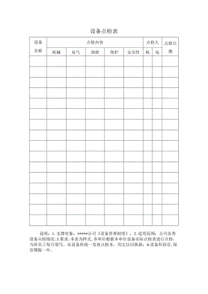 安全标准化之设备点检表.docx