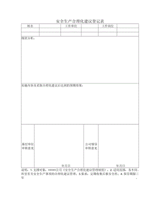 安全生产合理化建议登记表.docx