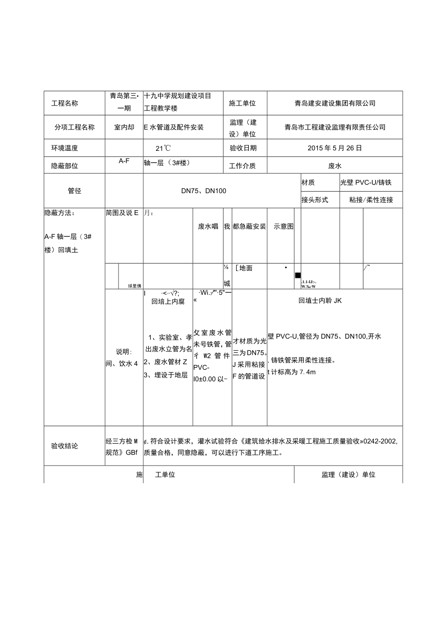 废水管道隐蔽验收记录.docx_第1页