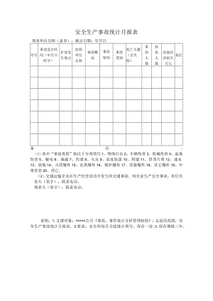 安全生产事故统计月报表.docx