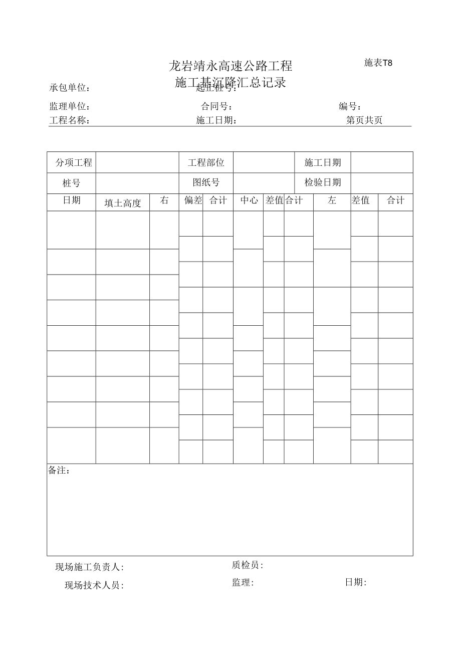 施表-18 施工基沉降汇总记录表.docx_第1页