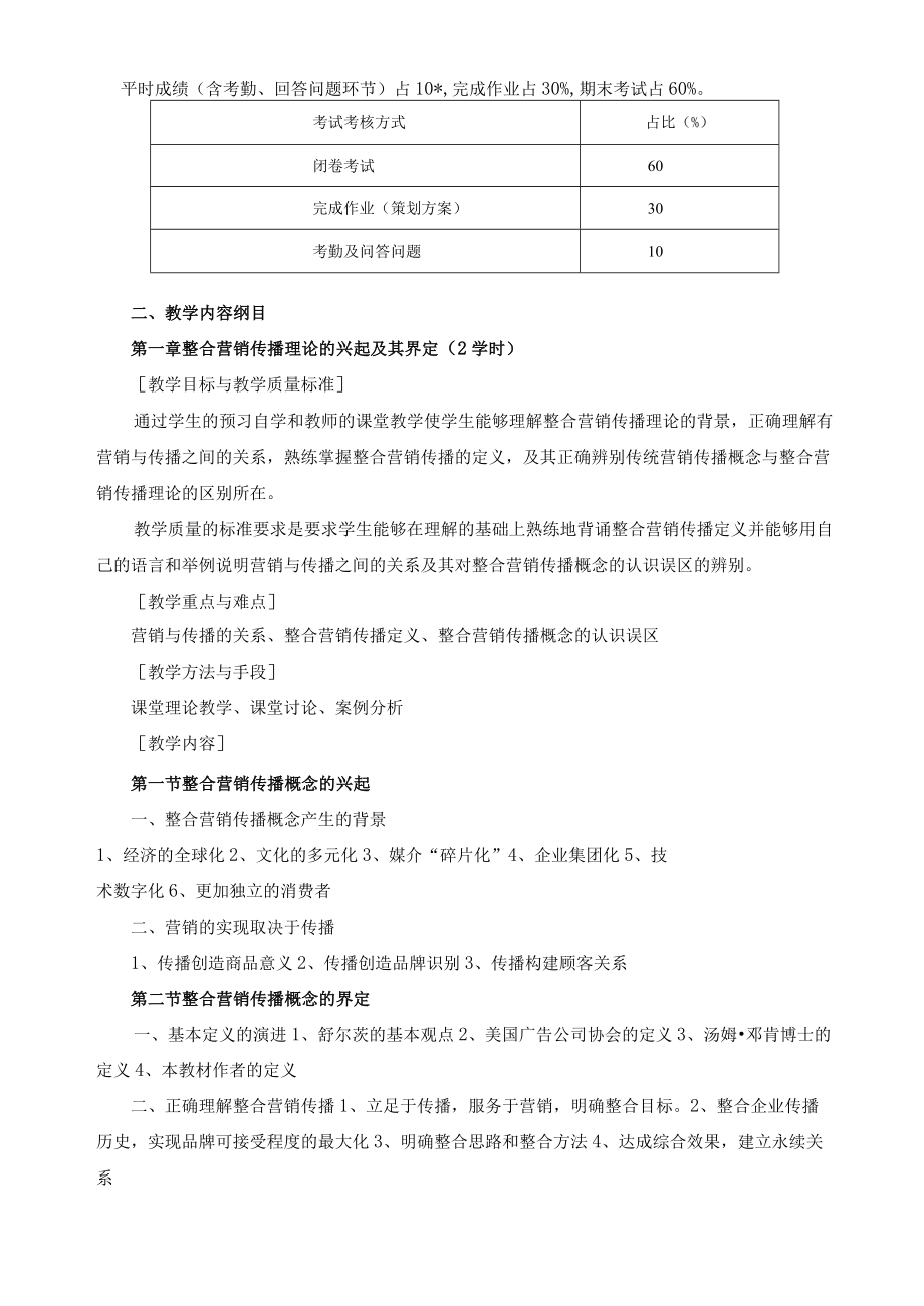 整合营销传播——品牌传播的策划、创意与管理（第2版）程宇宁-整合营销传播 教学大纲.docx_第2页