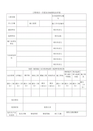 工程项目月度安全标准化自评表.docx