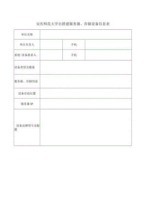 安庆师范大学自搭建服务器、存储设备信息表.docx