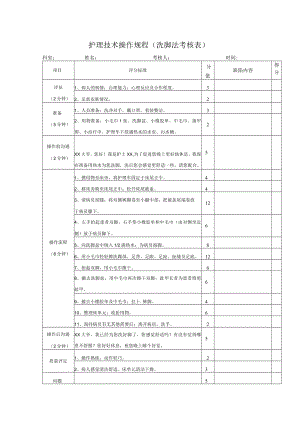 护理技术操作规程（洗脚法考核表）.docx