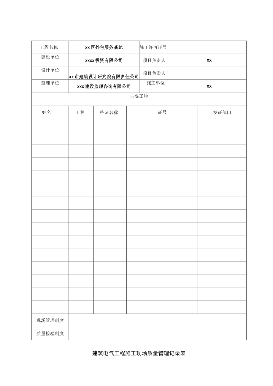 建筑电气工程施工现场质量管理记录表.docx_第1页