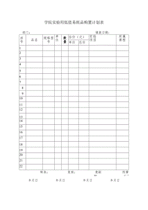 学院实验用低值易耗品购置计划表.docx