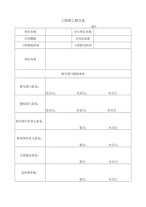 建筑施工工程竣工移交表.docx