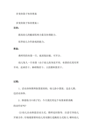 多变的袋子体育教案.docx