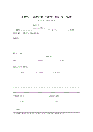 工程施工进度计划（调整计划）报、审表.docx