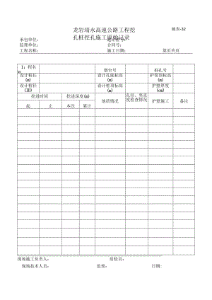施表-32 挖孔桩挖孔施工原始记录表.docx