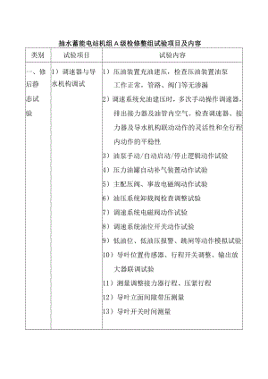 抽水蓄能电站机组A级检修整组试验项目及内容.docx