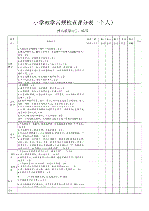 小学教学常规检查评分表.docx
