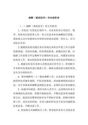 麻醉（重症医学）科各级职责.docx