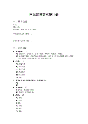 网站建设需求统计表.docx