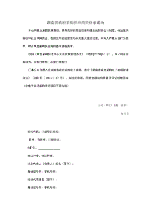 湖南省政府采购供应商资格承诺函.docx