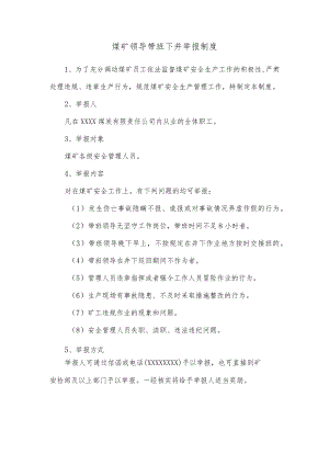 煤矿领导带班下井举报制度.docx