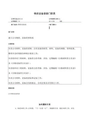 物资设备部部门职责.docx