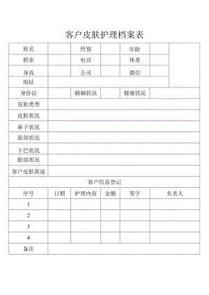客户皮肤护理档案表.docx