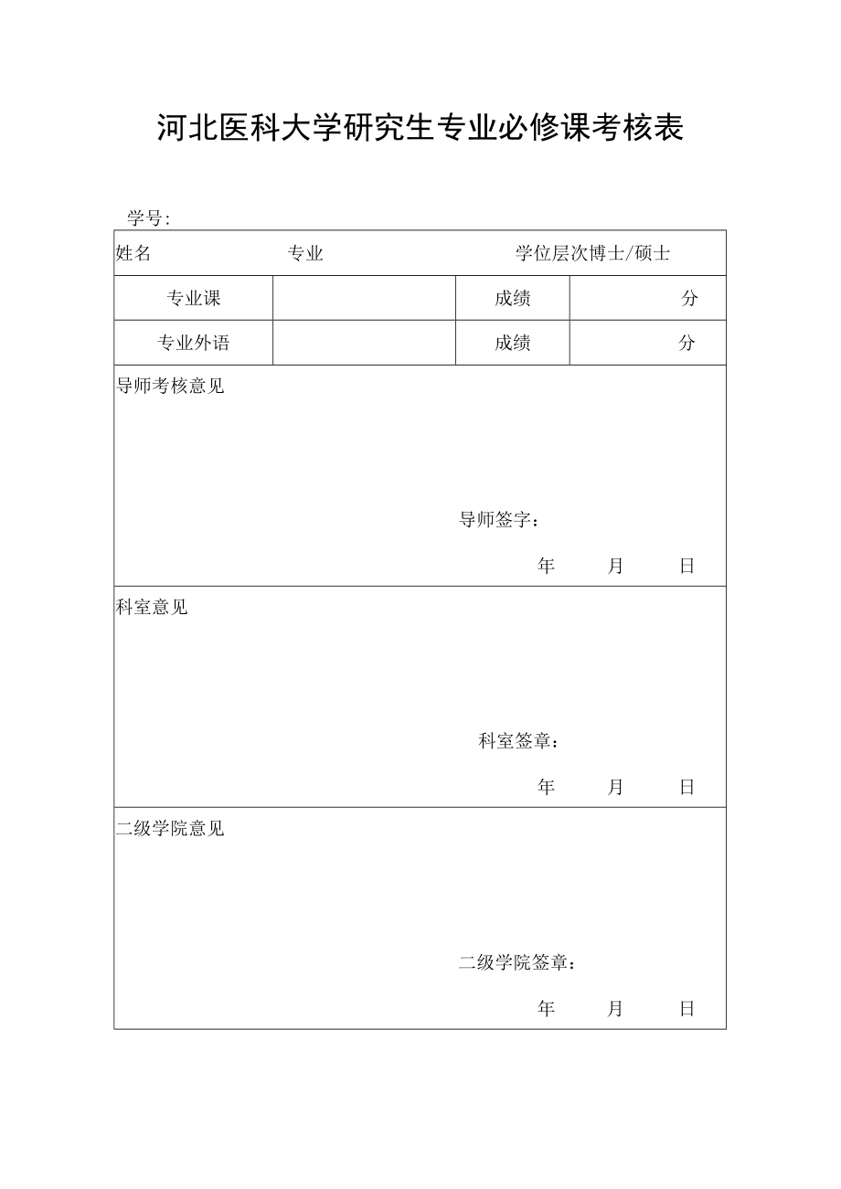 河北医科大学研究生专业必修课考核表.docx_第1页