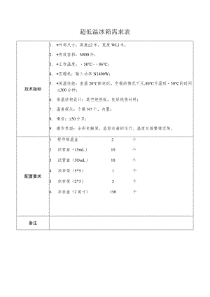 超低温冰箱需求表.docx
