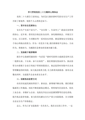 应急管理局副书记学习贯彻党的二十大精神心得体会三篇.docx