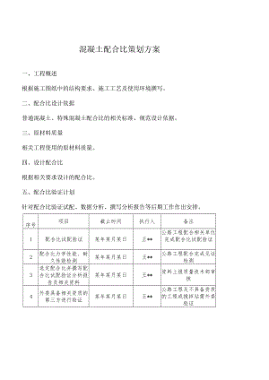 混凝土配合比策划方案.docx