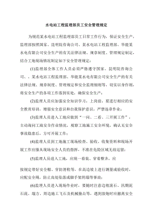 水电站工程监理部员工安全管理规定.docx