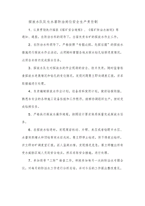 探放水队队长水害防治岗位安全生产责任制.docx