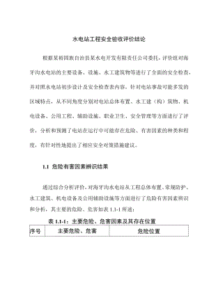 水电站工程安全验收评价结论.docx