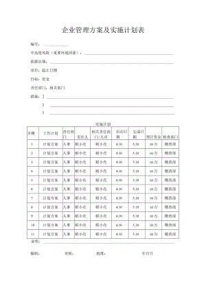 企业管理方案及实施计划表.docx