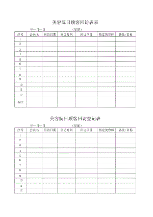 两联美容院日顾客回访表表.docx