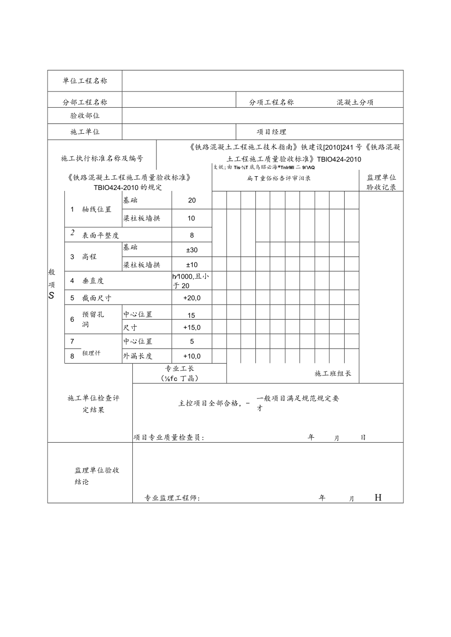 混凝土施工检验批质量验收记录表.docx_第2页