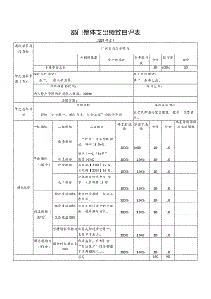 部门整体支出绩效自评表.docx