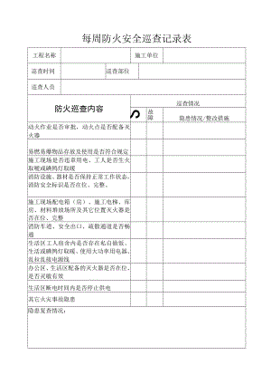 每周防火安全巡查记录表.docx
