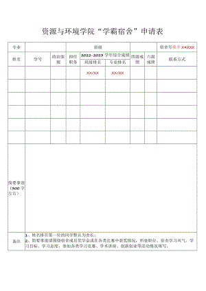 资源与环境学院“学霸宿舍”申请表.docx
