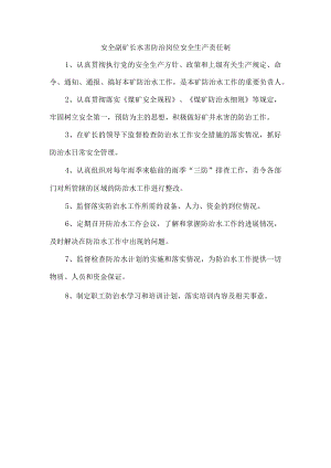 安全副矿长水害防治岗位安全生产责任制.docx