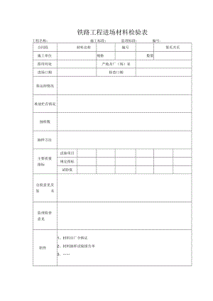 铁路工程进场材料检验表.docx