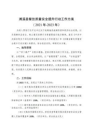 濉溪县餐饮质量安全提升行动工作方案2021年-2023年.docx