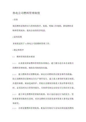 热电大中型公司燃料管理制度规定.docx