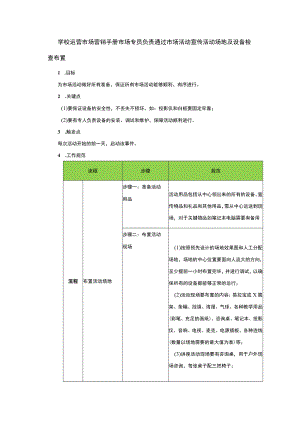学校运营市场营销手册市场专员负责通过市场活动宣传活动场地及设备检查布置.docx