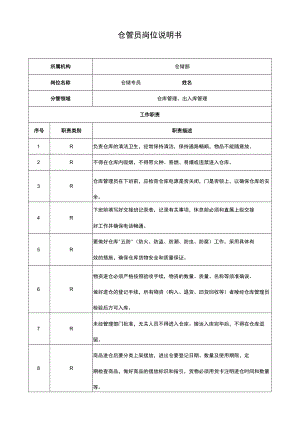 仓储专员岗位说明书.docx