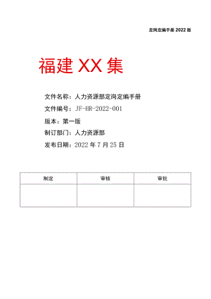 人力资源部岗位定岗定编手册.docx