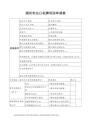湖州市出口名牌项目申请表.docx