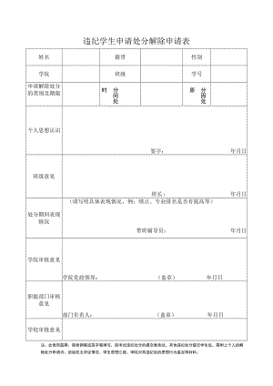 违纪学生申请处分解除申请表.docx