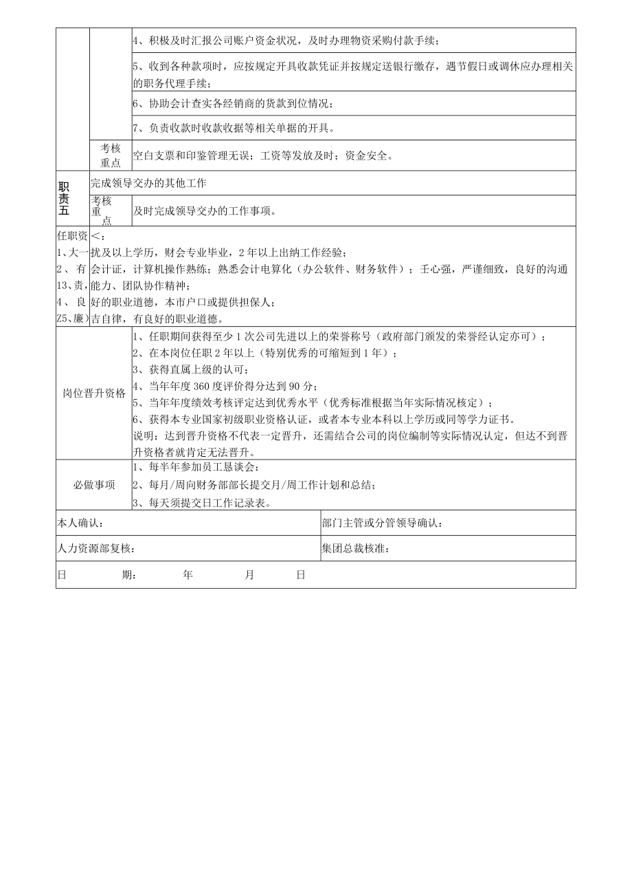 4集团财务出纳岗位说明书.docx_第2页