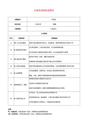 行政专员岗位说明书.docx