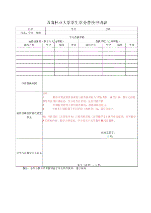 西南林业大学学生学分替换申请表.docx